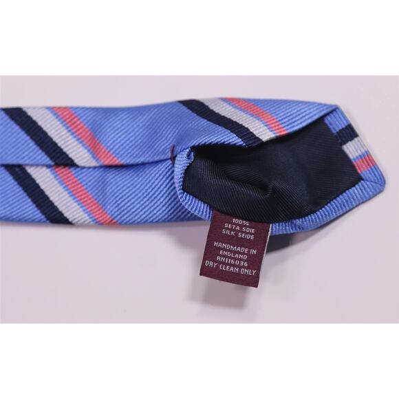 Charles Tyrwhitt Blue Striped Silk Necktie Tie Handmade in England - Picture 6 of 6
